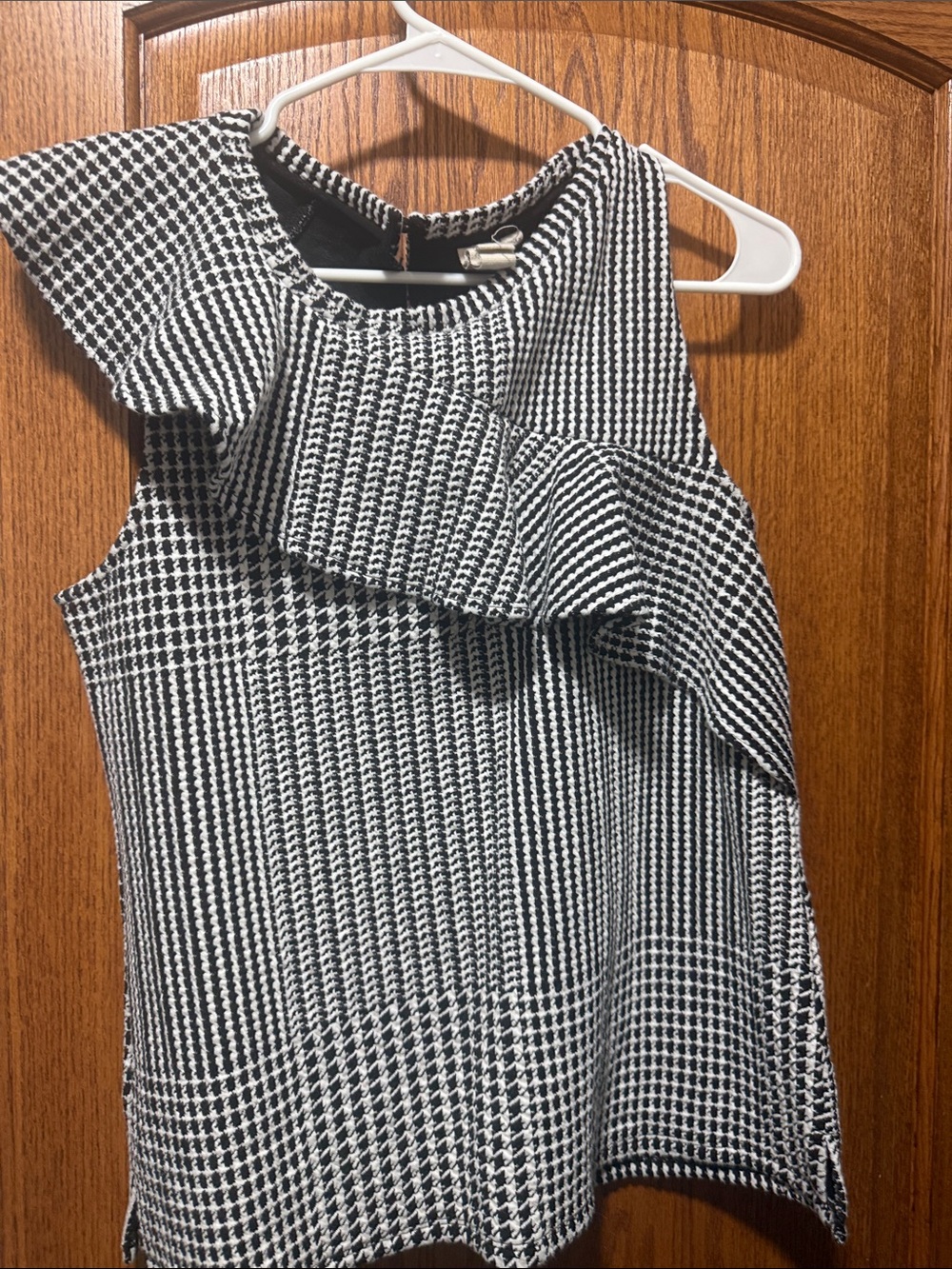 Anthropologie Black and White One-Shoulder Ruffle Top Dress